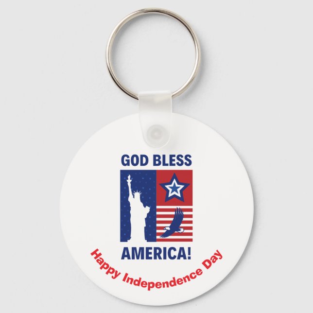 "Välsigna dig America" Patriotic Symbols Anpassnin Nyckelring (Framsida)