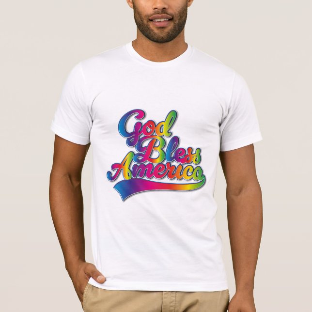 Välsigna dig America Rainbow logotyp T Shirt (Framsida)