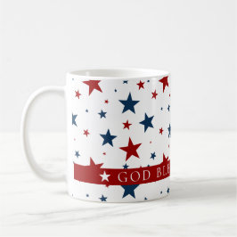 Välsigna dig America Red Blue USA Stars Mönster Kaffemugg