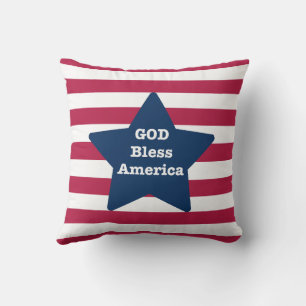 Välsigna dig America Red White och Blue Kudde