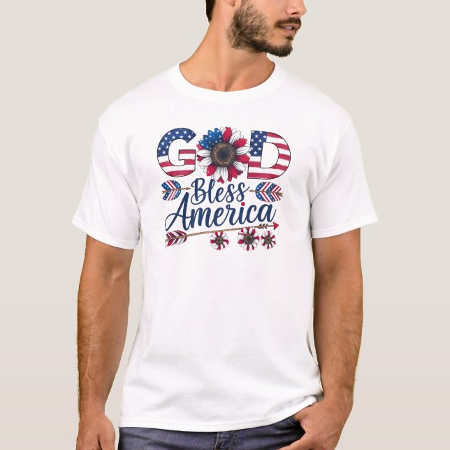 Välsigna dig America Shirt - Patriotic 4 juli T (Framsida)