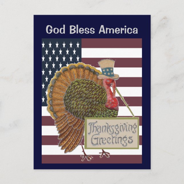 Välsigna dig America Thanksgiving Postcard Helg Vykort (Framsida)