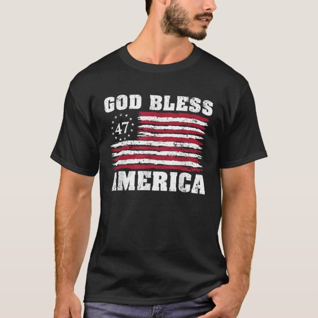 Välsigna dig America Trump USA T Shirt (Framsida)