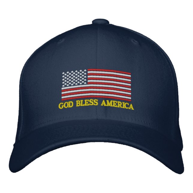 VÄLSIGNA DIG AMERICA U.S. Flagga Embroized Hat Broderad Keps (Framsida)