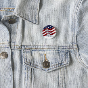 Välsigna dig America Waving Flagga Pin Knapp