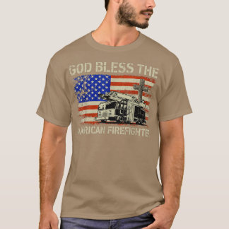Välsigna dig American Firefighter Flagga America T Shirt