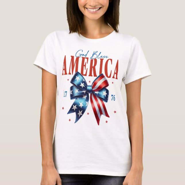 Välsigna dig Amerika 1776 T Shirt (Framsida)