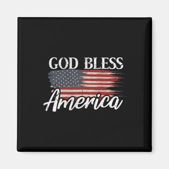 Välsigna dig Amerika 4 juli Patriotic USA Magnet (Framsidan)