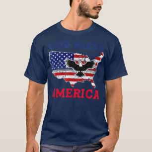 Välsigna dig Amerika 4 juli Patriotic USA Manar W T Shirt