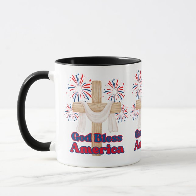 Välsigna dig Amerika A Faith-Filled Bible Patriot Mugg (Vänster)