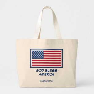 VÄLSIGNA DIG AMERIKA Amerikanska patriotiska USA Jumbo Tygkasse