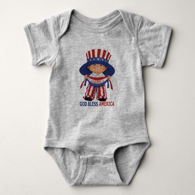 Välsigna dig Amerika "babyBodysuit" 4th Juli Tee (Framsida)