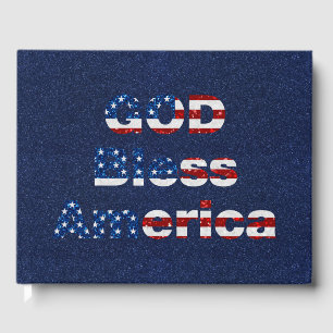 Välsigna dig Amerika den 4 juli Glitter Gästböcker