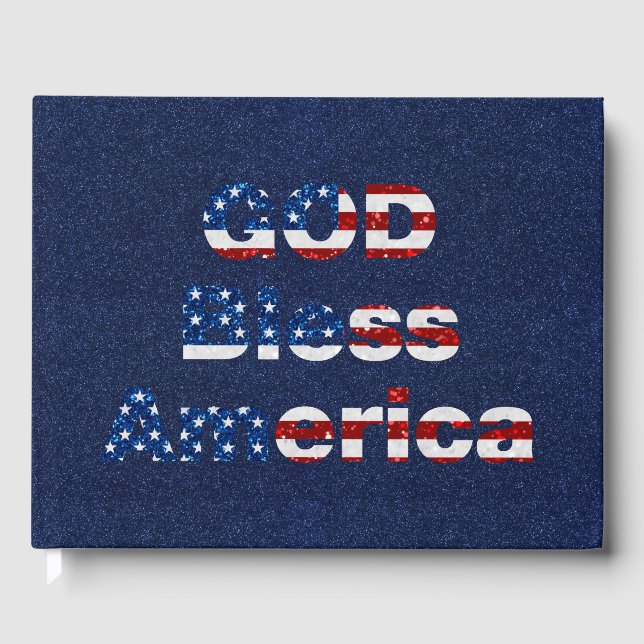 Välsigna dig Amerika den 4 juli Glitter Gästböcker (Framsida)