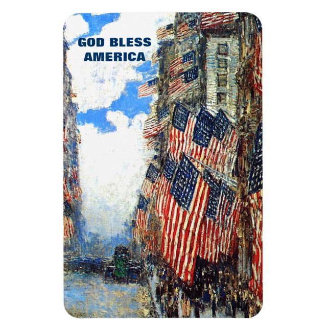 Välsigna dig Amerika. Fine Art Patriotic Magnet (Vertikal)
