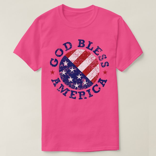 Välsigna dig Amerika Flagga 4 juli Självständighet T Shirt (Design framsida)