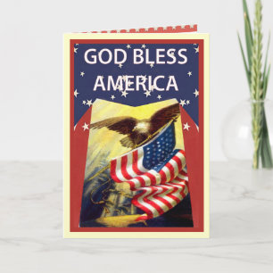 Välsigna dig Amerika, flagga och örn Kort