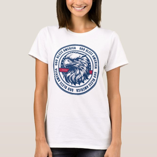 Välsigna dig Amerika, Förenta staternas örn i cirk T Shirt (Framsida)