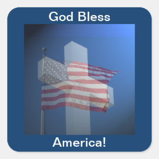 Välsigna dig Amerika! Gåvor och kläder Fyrkantigt Klistermärke