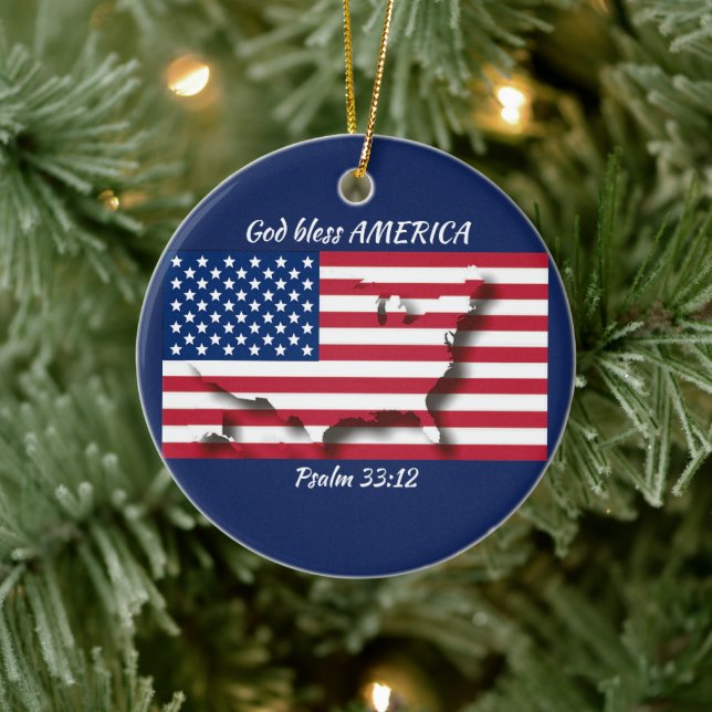 VÄLSIGNA DIG AMERIKA JULGRANSPRYDNAD KERAMIK (Träd)