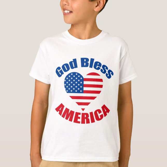 Välsigna dig Amerika, kristen 4 juli Kids Tee Shirt (Framsida)
