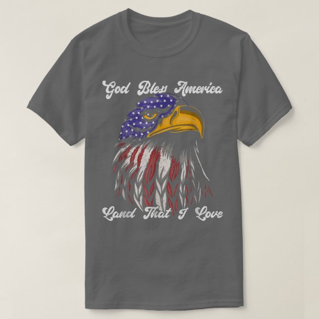 Välsigna dig Amerika Land som jag Kärlek US Flagga T Shirt (Design framsida)