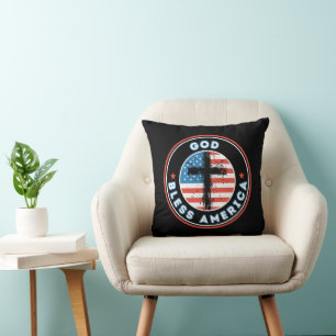 Välsigna dig Amerika med Flagga och Kor Kudde