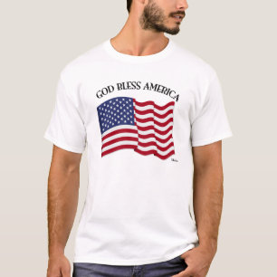 VÄLSIGNA DIG AMERIKA med USA flagga T Shirt