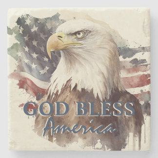 Välsigna dig Amerika Patriotic Eagle Watercolor Stenunderlägg