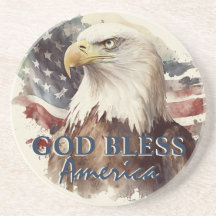 Välsigna dig Amerika Patriotic Eagle Watercolor