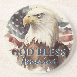 Välsigna dig Amerika Patriotic Eagle Watercolor Underlägg