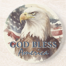 Välsigna dig Amerika Patriotic Eagle Watercolor Underlägg