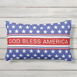 Välsigna dig Amerika Patriotic Red White och Blue Lumbarkudde