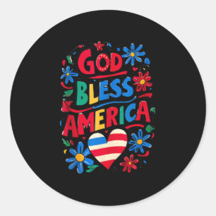 Välsigna dig Amerika Patriotic USA flagga Christia Runt Klistermärke