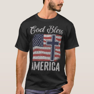 Välsigna dig Amerika Patriotic USA flagga T Shirt