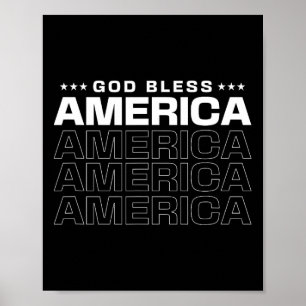 Välsigna dig Amerika patriotisk 4 juli för Memori Poster