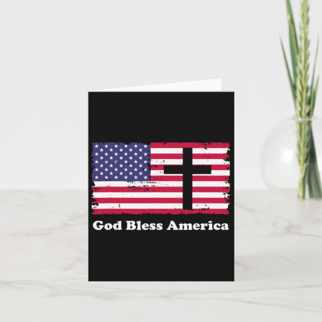 Välsigna dig Amerika Patriotisk Flagga med Kor Kort (Framsida)