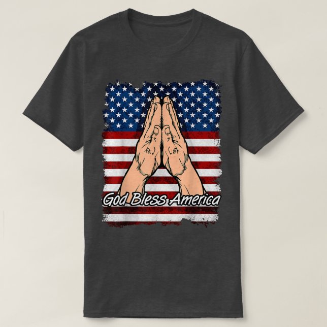 Välsigna dig Amerika Praying Händer Gospel T Shirt (Design framsida)