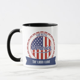 Välsigna dig Amerika, Retro Font och Patriotic Des Mugg