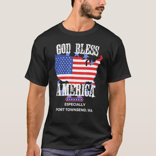 Välsigna dig Amerika, särskilt i hamntornsend WA U T Shirt (Framsida)