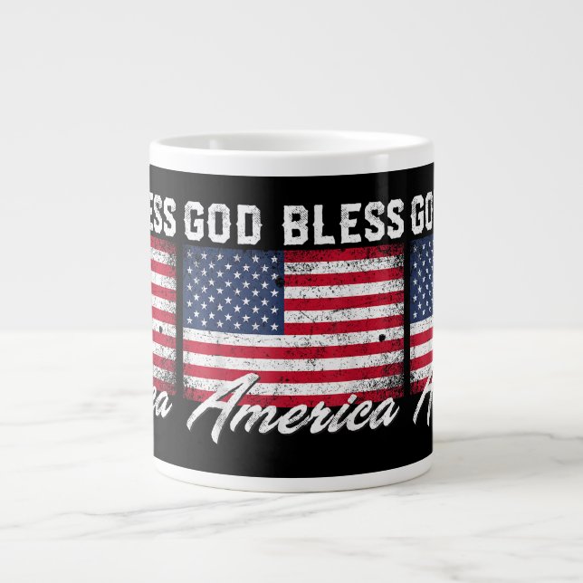 Välsigna dig Amerika USA flagga 4 juli Patriotic Jumbo Mugg (Framsidan)