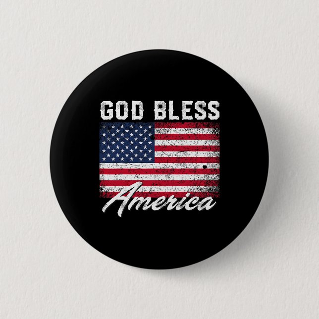 Välsigna dig Amerika USA flagga 4 juli Patriotic Knapp (Framsida)