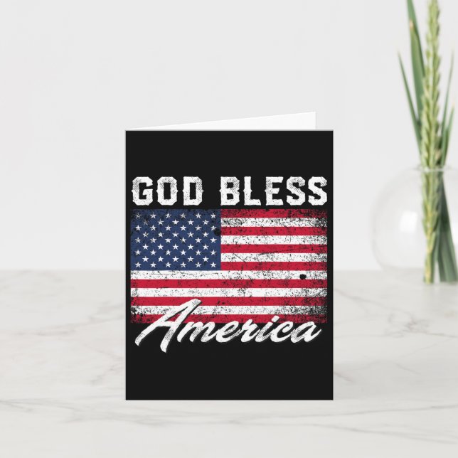 Välsigna dig Amerika USA flagga 4 juli Patriotic Kort (Framsida)