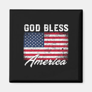 Välsigna dig Amerika USA flagga 4 juli Patriotic Magnet