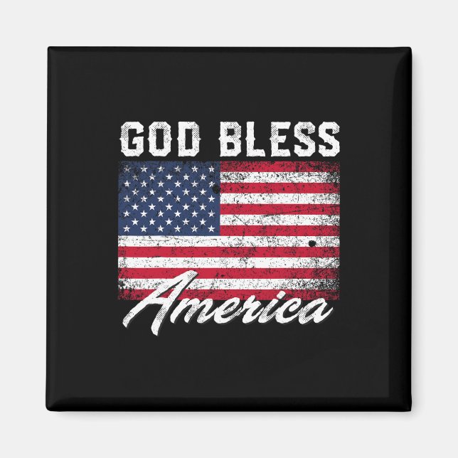 Välsigna dig Amerika USA flagga 4 juli Patriotic Magnet (Framsidan)