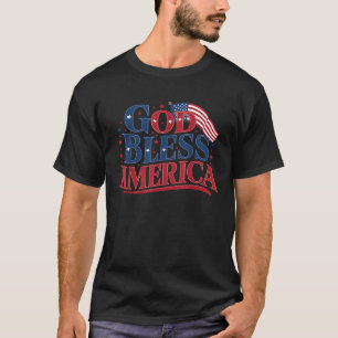 Välsigna dig Amerika USA flagga 4 juli Patriotic T Shirt