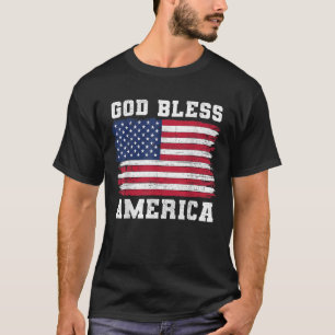Välsigna dig Amerika USA flagga 4 juli Patriotic T Shirt