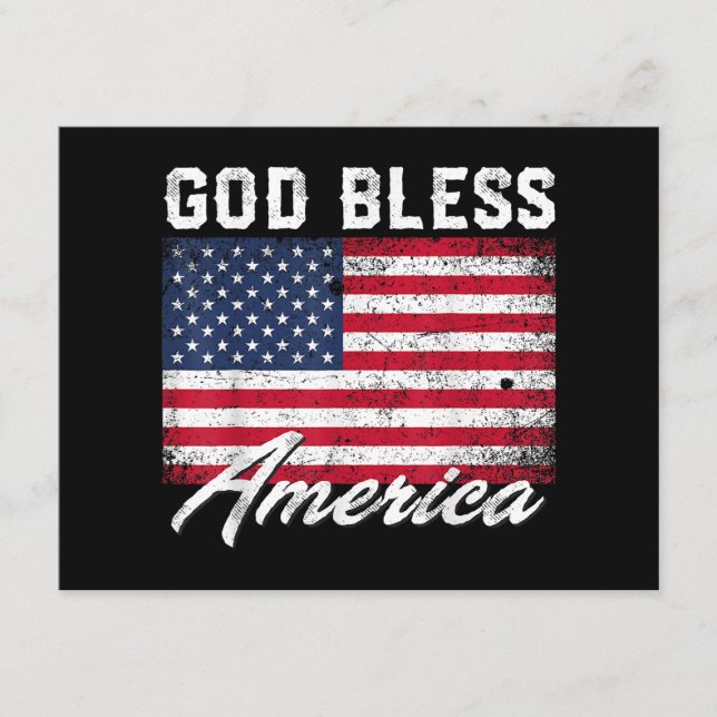 Välsigna dig Amerika USA flagga 4 juli Patriotic Tilläggskort (Framsida)