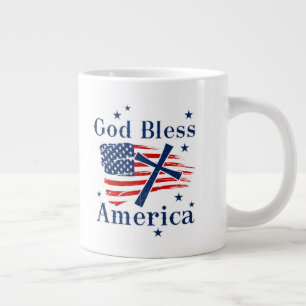 Välsigna dig Amerika USA flagga Jumbo Mugg