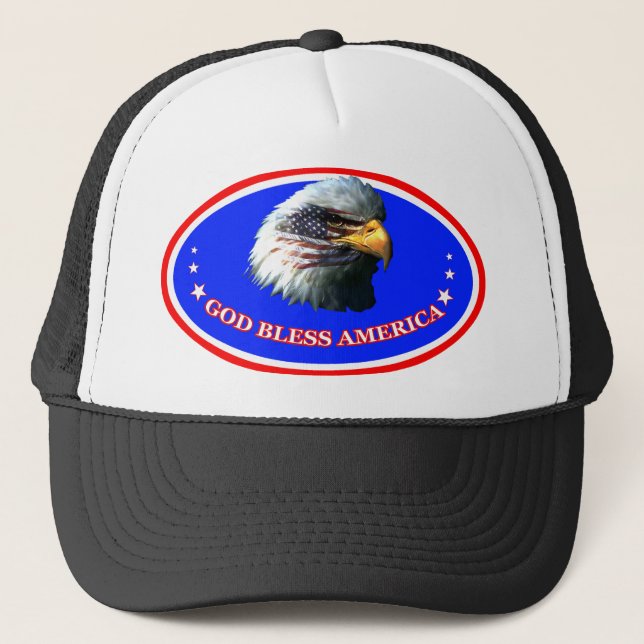 VÄLSIGNA DIG AMERIKA USA FLAGGA ÖRN KEPS (Framsida)